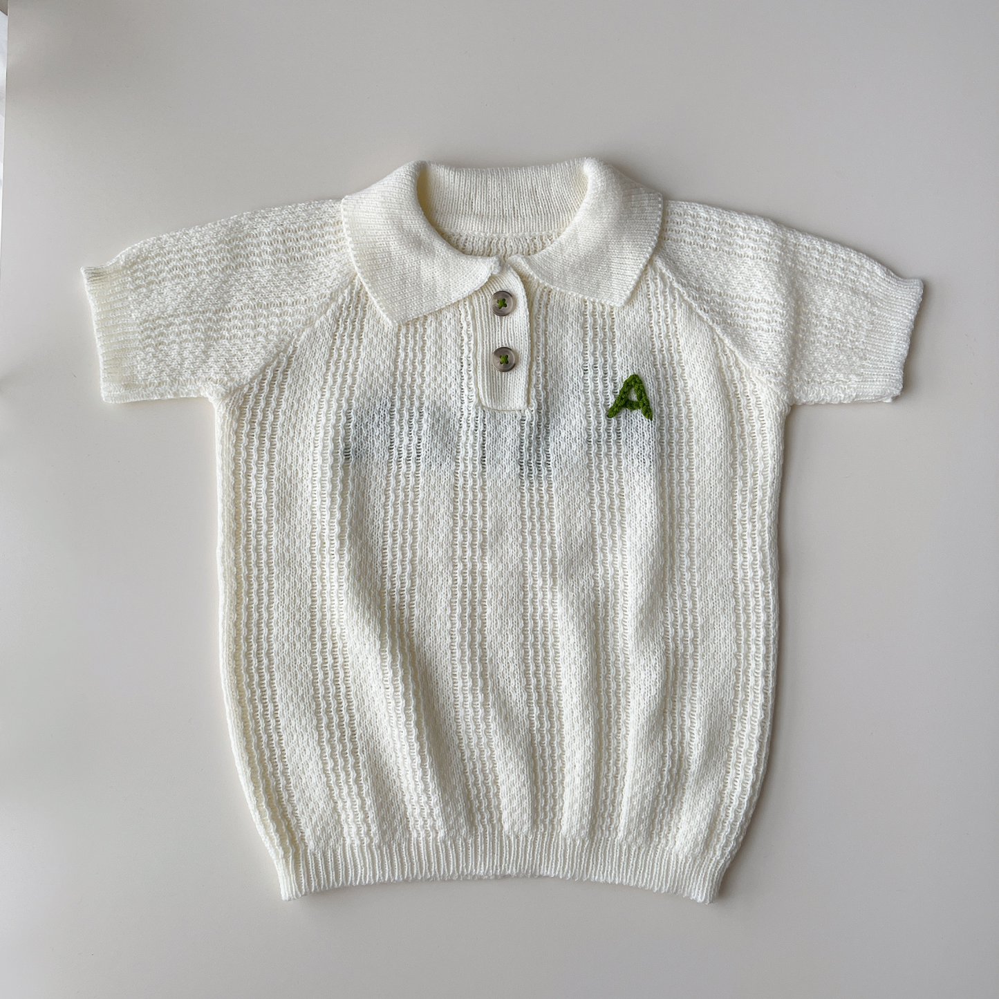 Size 1 - Polo Knit Set in Broken White (6-14mo)