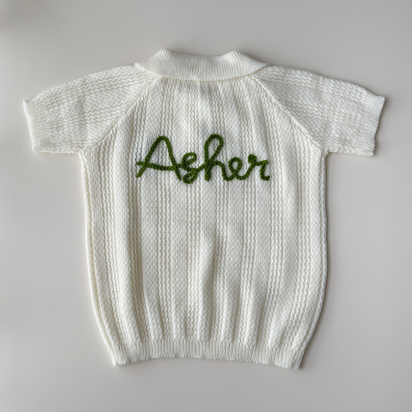Size 1 - Polo Knit Set in Broken White (6-14mo)