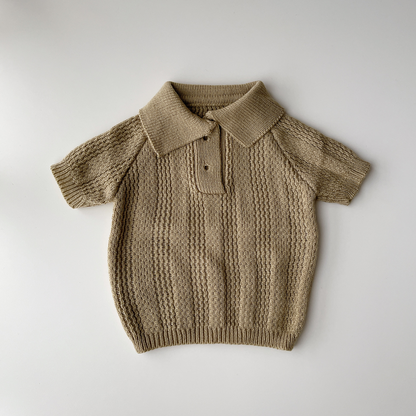 Size 1 - Polo Knit Set in Cream (6-14mo)