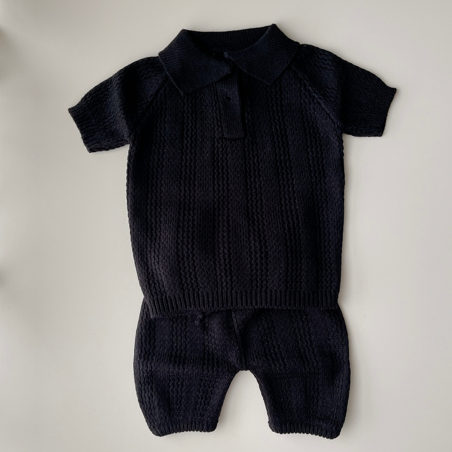 Size 1 - Polo Knit Set in Black (6-14mo)