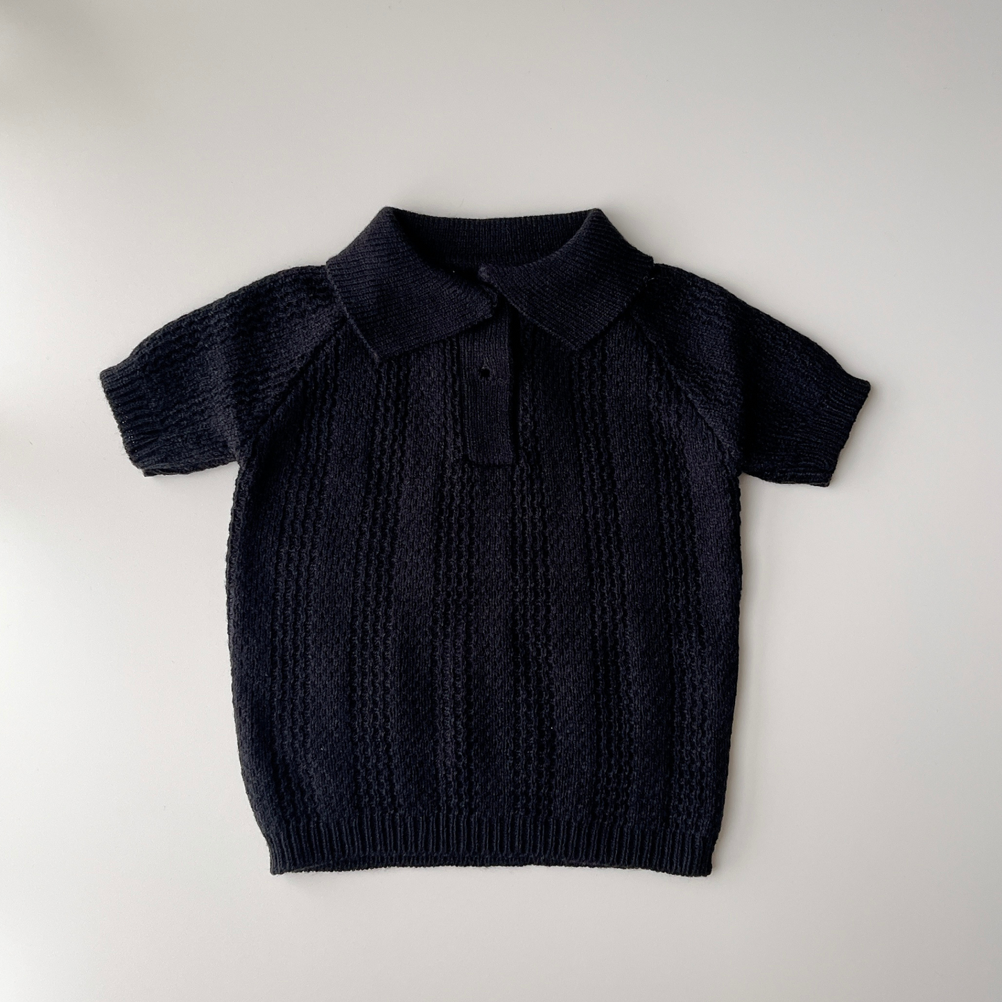 Size 1 - Polo Knit Set in Black (6-14mo)