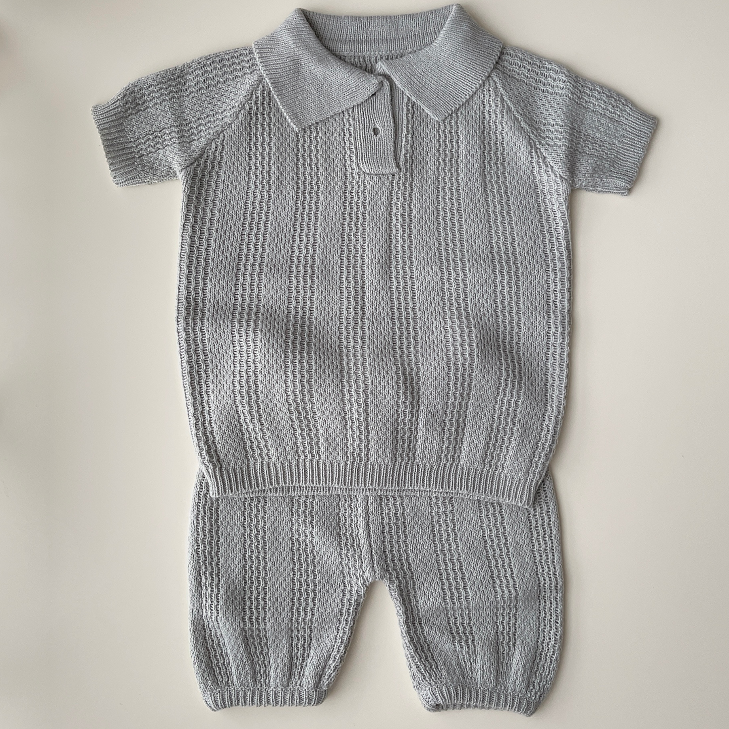 Size 1 - Polo Knit Set in Grey (6-14mo)