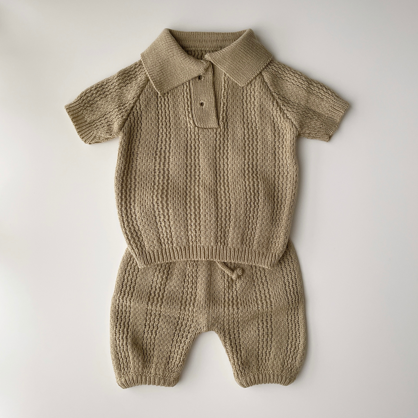 Size 1 - Polo Knit Set in Cream (6-14mo)